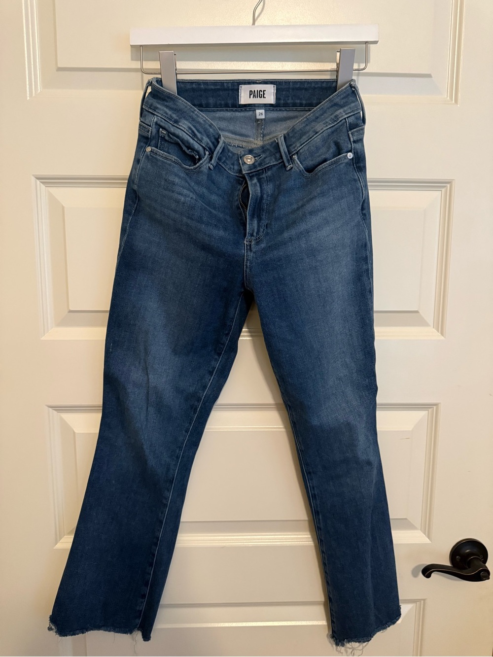 PAIGE Dark Blue Cropped Ankle Jeans